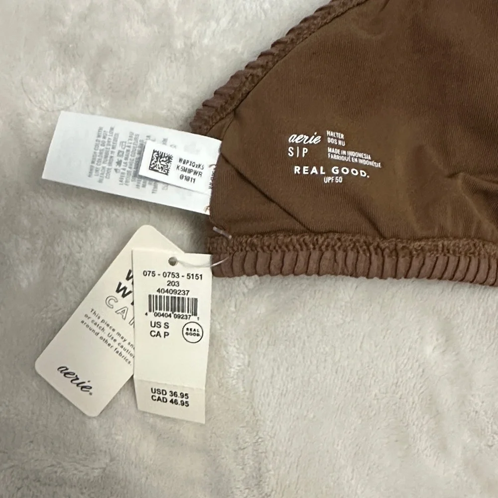 Aerie Chocolate Textured Scoop Bikini Top